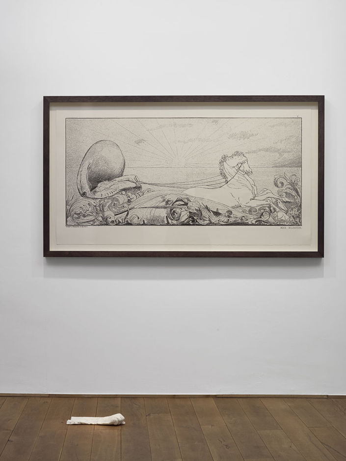 Triumph, After Max Klinger 2013 two-colour screenprint and Carrara marble, with Peter Coates 103 x 181 cm (framed print)